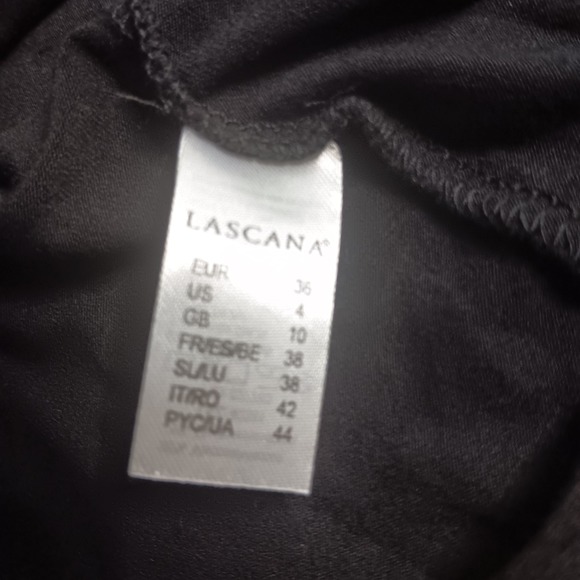 Lascana Sleeveless Blavk Jersey Midi Dress Lace V-neck Back Detail US Sz 4 - Picture 12 of 14